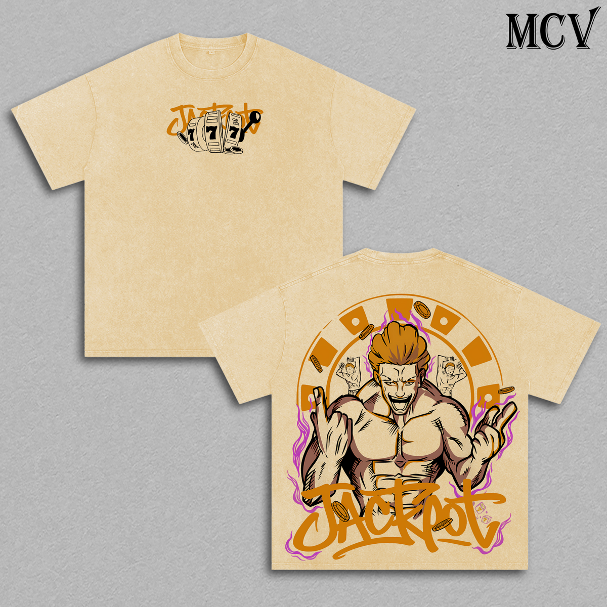 Kinji Hakari Jackpot T-Shirt, Anime Gambler King Tee, Jujutsu Sorcerer Graphic Shirt, Vintage Washed Cotton Streetwear
