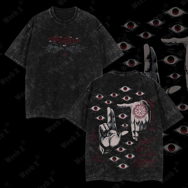 Alucard The Wings Hellsing Retro Vintage Unisex Oversize Anime Manga Acid Washed Heavyweight Cotton Washed Tee, Anime Merch, Gift For Anime Fan, Weeaboo, Otaku