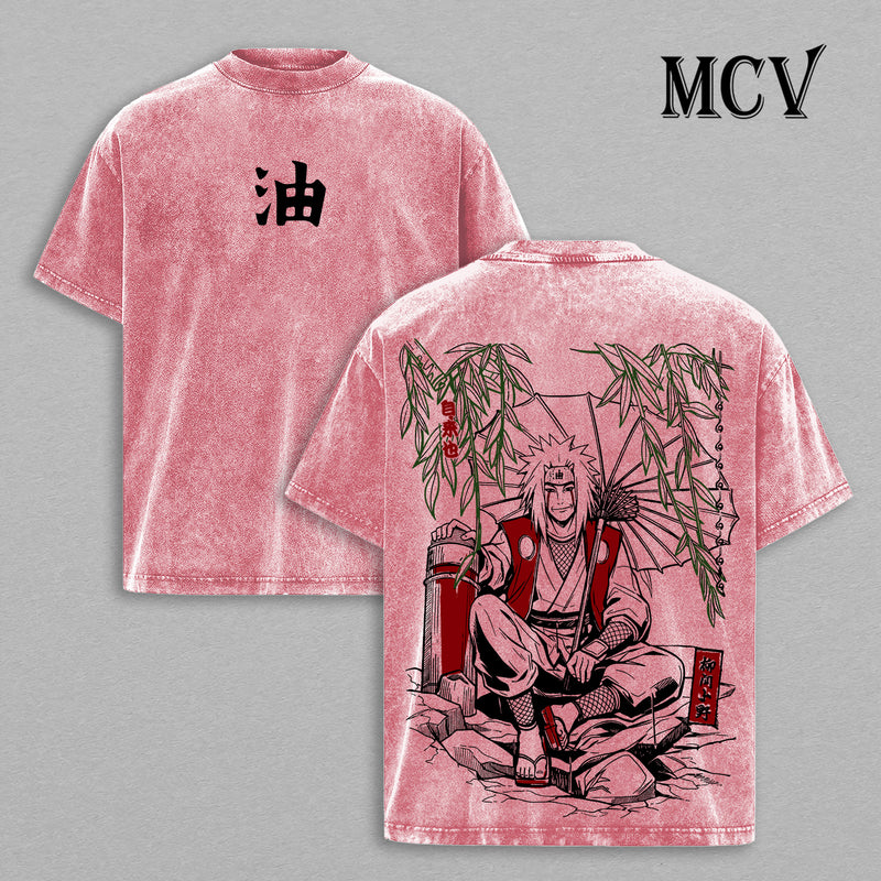 Jiraiya Sensei Naruto Washed T-Shirt, Vintage Anime Oversized Tee, Heavy Cotton Shirt