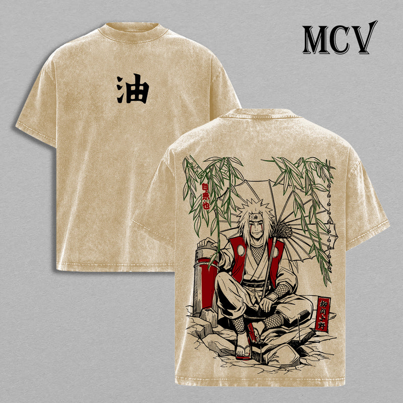 Jiraiya Sensei Naruto Washed T-Shirt, Vintage Anime Oversized Tee, Heavy Cotton Shirt