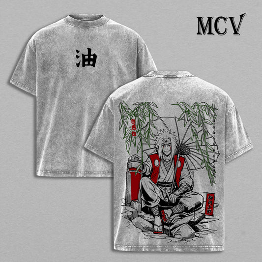 Jiraiya Sensei Naruto Washed T-Shirt, Vintage Anime Oversized Tee, Heavy Cotton Shirt