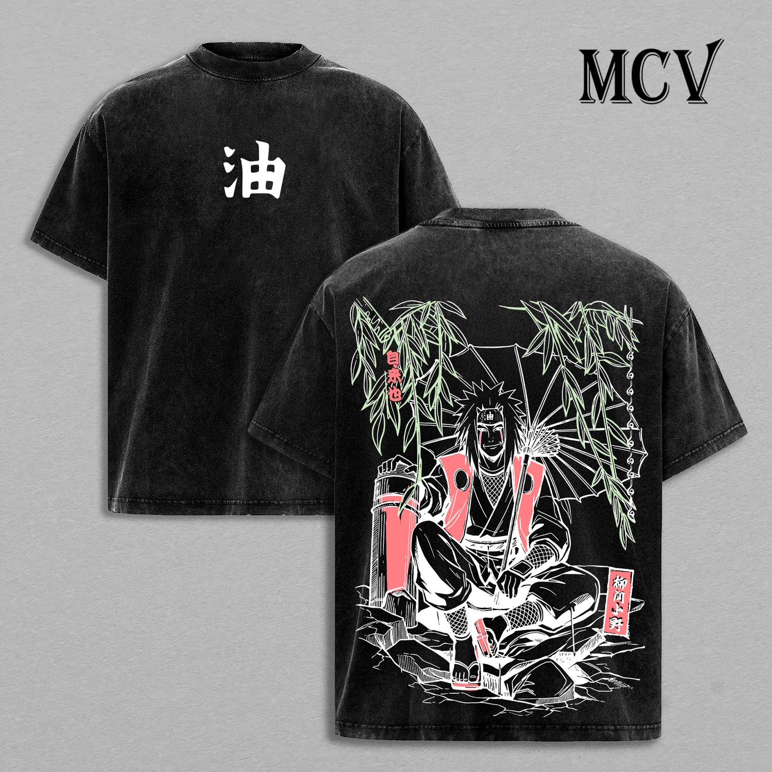 Jiraiya Sensei Naruto Washed T-Shirt, Vintage Anime Oversized Tee, Heavy Cotton Shirt