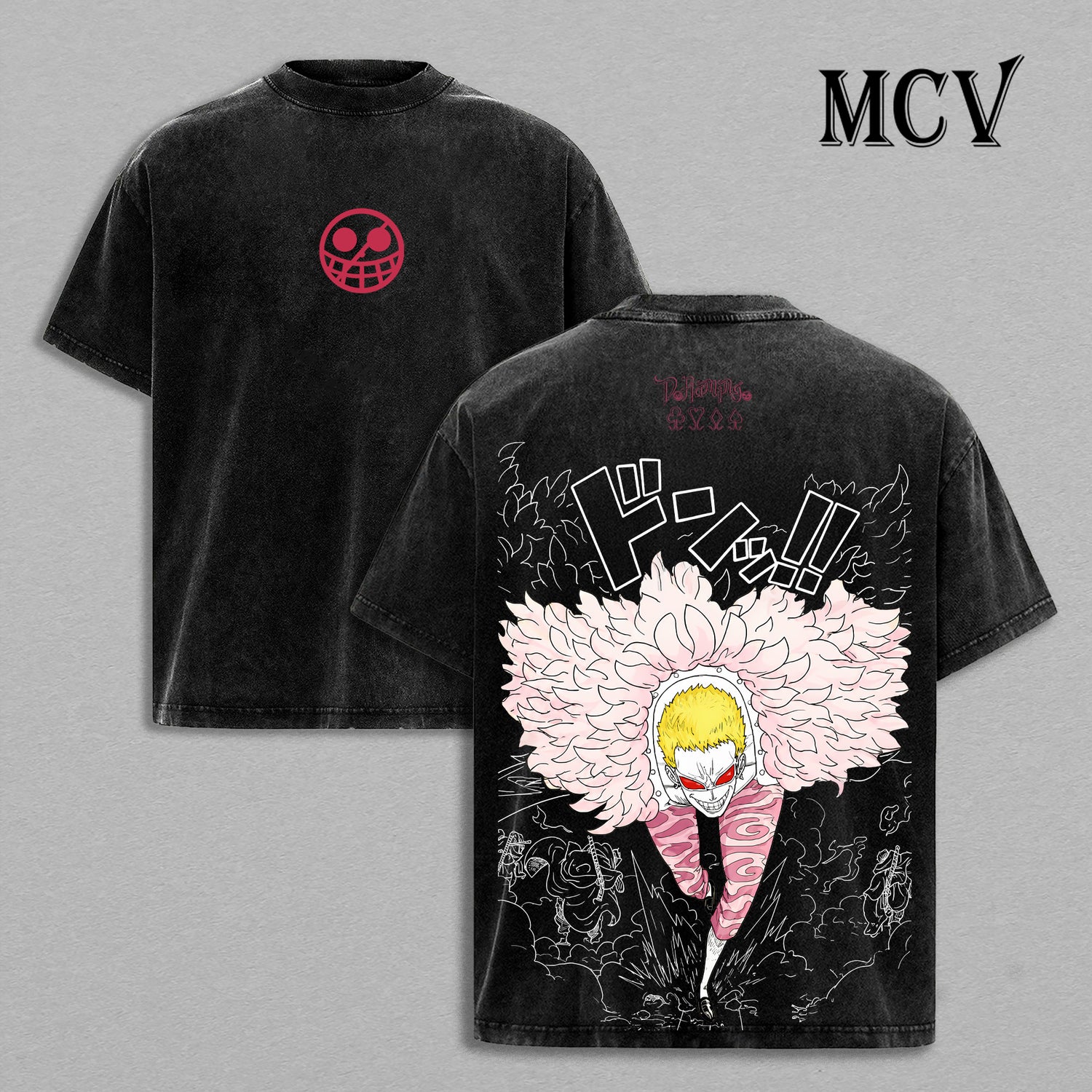 Donquixote Doflamingo One Piece Washed T-Shirt, Vintage Anime Oversized Tee, Heavy Cotton Shirt