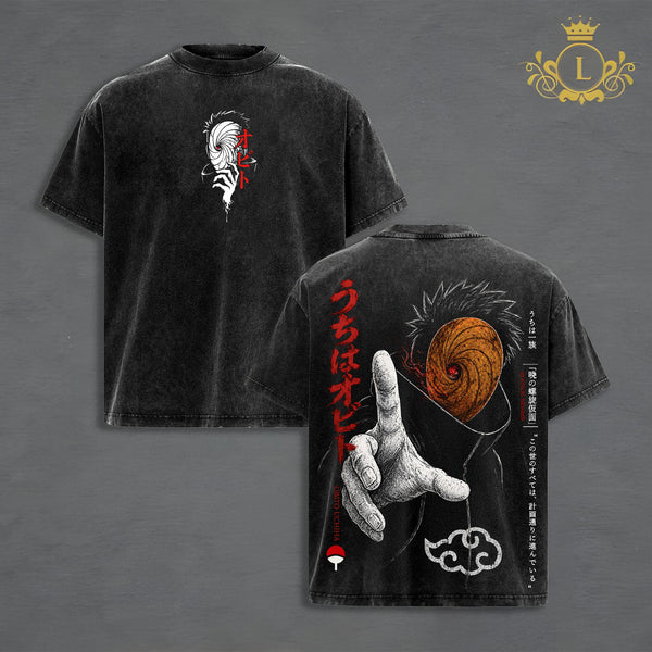 Obito Uchiha Naruto Anime Graphic T-Shirt, Mangekyo Sharingan Vintage Washed Tee, Akatsuki Mask Japanese Streetwear, Oversized Premium Cotton Shirt, Harajuku Fashion, Unisex Anime Gift