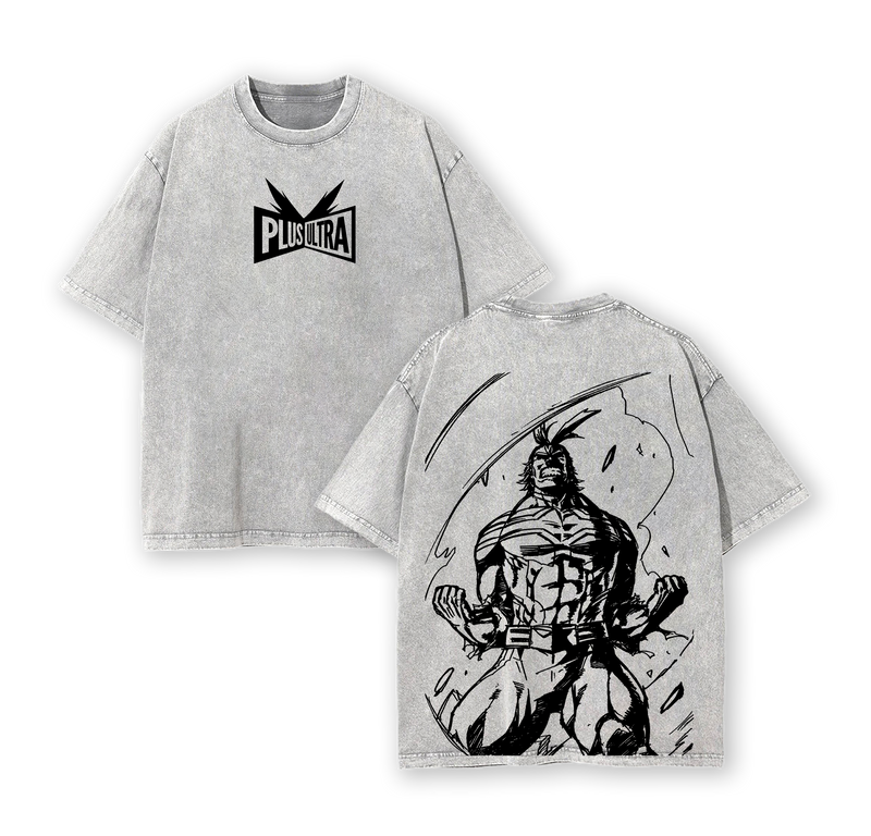 Retro Vintage Limited All might Plus Ultra - My Hero Academia Anime Double Printed Washed Tee