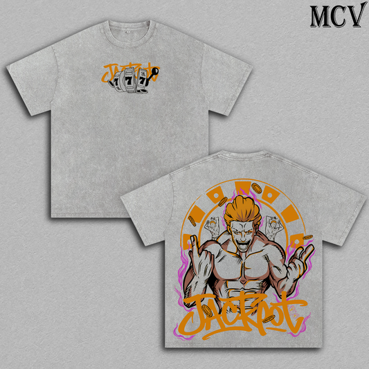 Kinji Hakari Jackpot T-Shirt, Anime Gambler King Tee, Jujutsu Sorcerer Graphic Shirt, Vintage Washed Cotton Streetwear