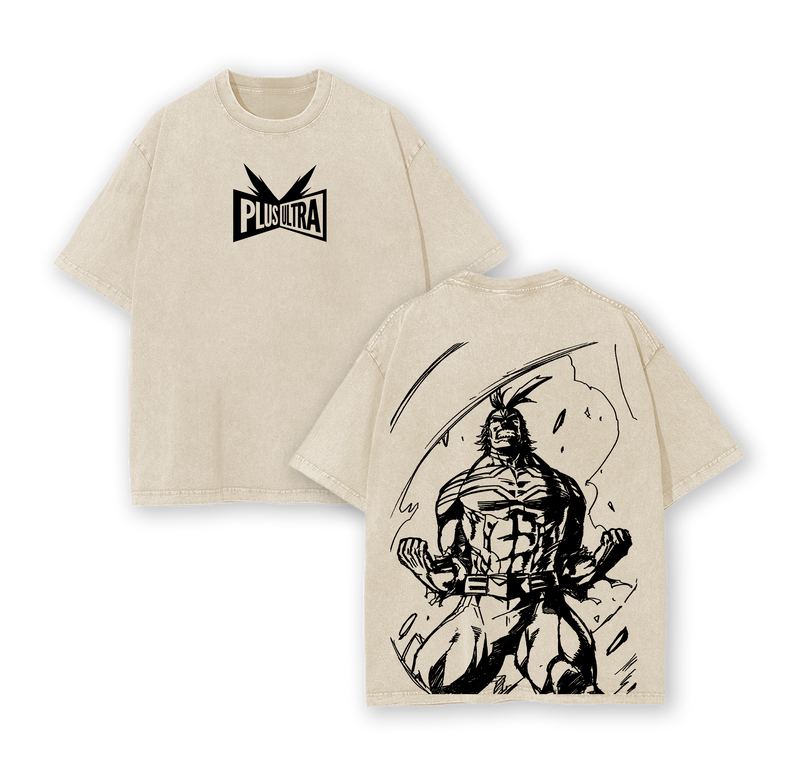 Retro Vintage Limited All might Plus Ultra - My Hero Academia Anime Double Printed Washed Tee