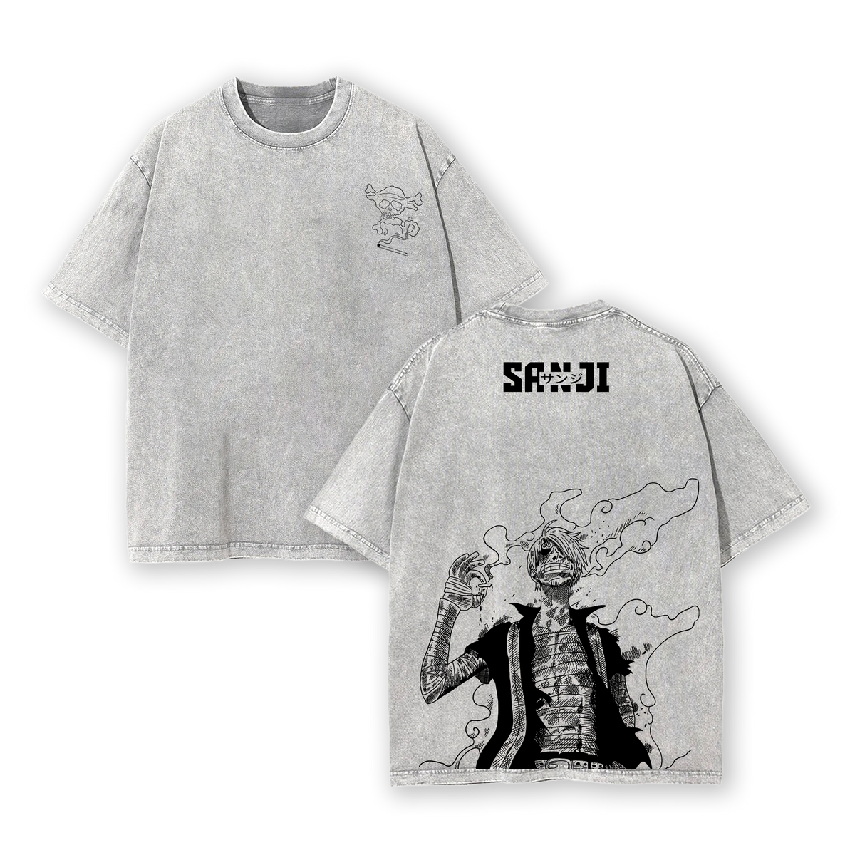 Sanji One Piece T-Shirt Washed | Vintage Oversized Heavy Cotton Anime Tee