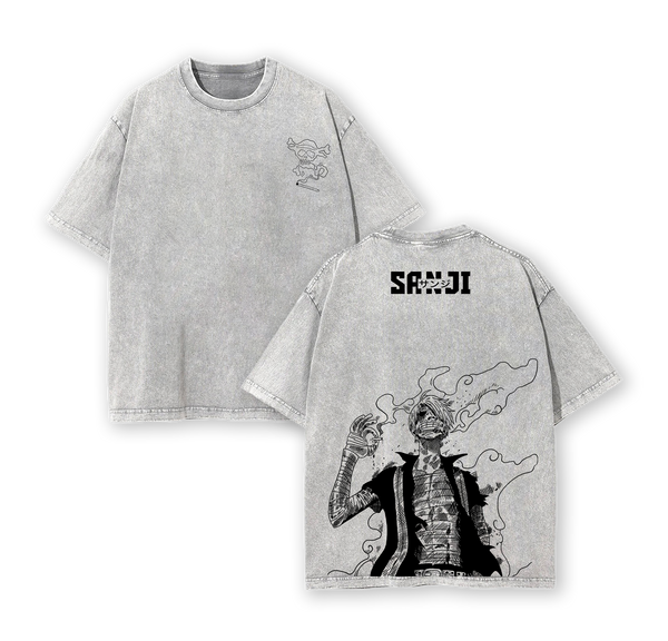 Sanji One Piece T-Shirt Washed | Vintage Oversized Heavy Cotton Anime Tee