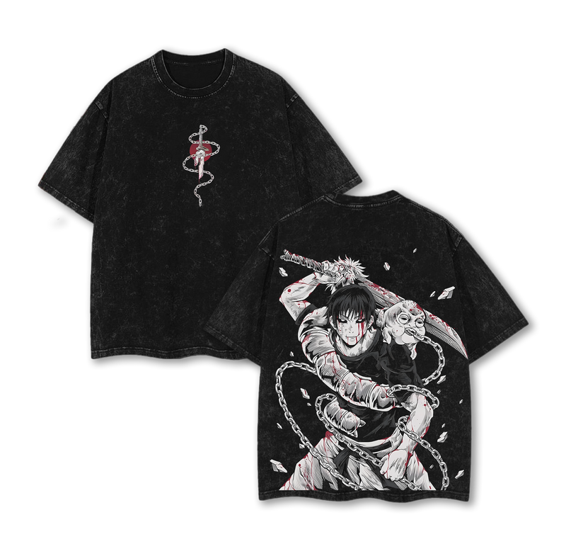 Retro Heavy Limited Sorcerer Toji Fushiguro - Jujutsu Kaisen Anime Double Printed Vintage Wash Tshirt Unisex Oversized Anime Manga Graphic Tees