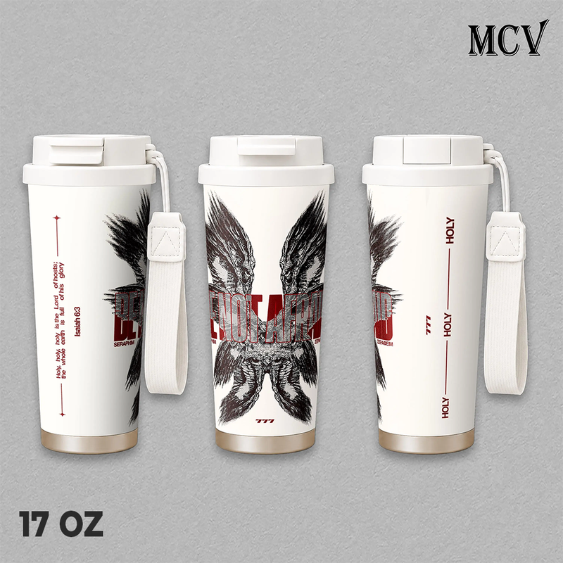 Seraphim Angel Insulated Tumbler 17oz, 24oz, 30oz, Christian Religious Gothic Winged Angel Design, Stainless Steel Travel Cup, Double Wall Vacuum Water Bottle