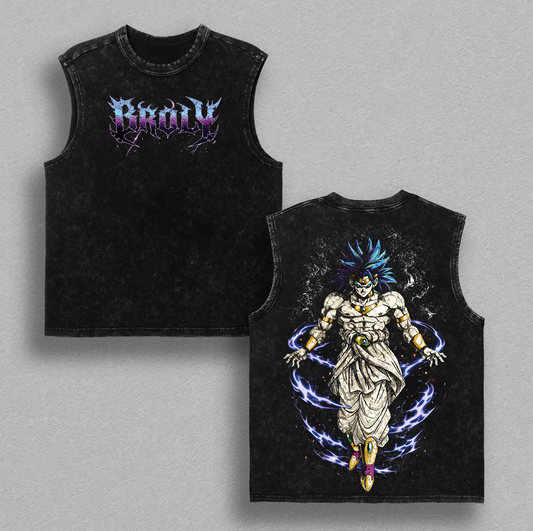 Broly - DBZ Vintage Washed T-Shirt, Relaxed Fit, Heavyweight Cotton, Unisex Streetwear Casual Wear, Legendary Super Saiyan Graphic Tee, Gift for Anime Fans