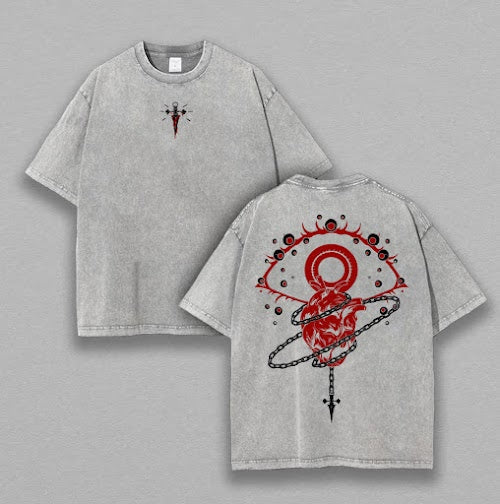 Retro Scarlet Eyes Hunter x Hunter Anime Vintage  Washed Tee Unisex Mineral Anime Manga Washed Heavy Cotton T-shirt, Gift For Anime Fan Lover