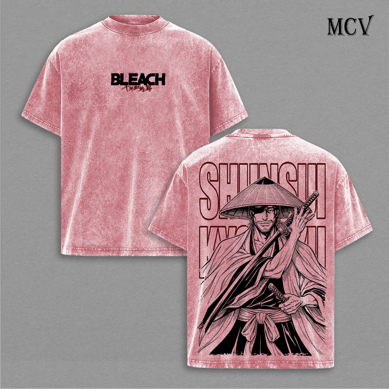 Shunsui Kyoraku T-Shirt, Bleach Anime Tee, Captain Soul Reaper Vintage Washed Tee