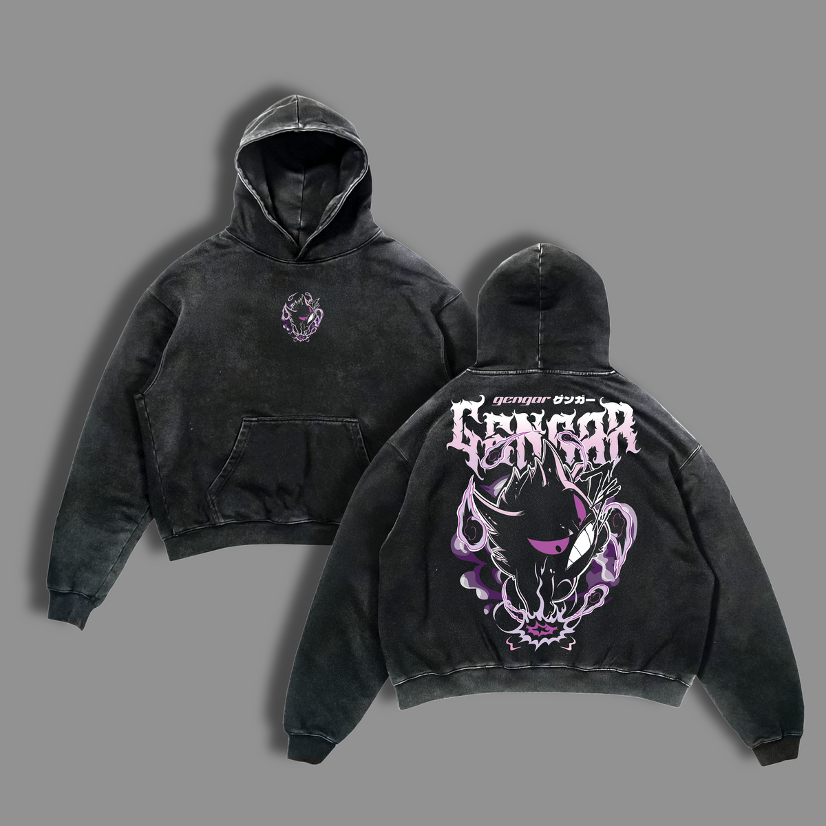 Retro 90s Gengar BLACK PURPLE Ghost Bleach Tee Graphic Tee