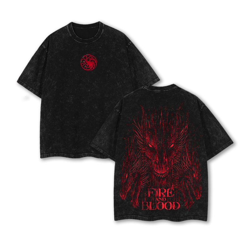 Drogon – Fire and Blood Shirt Vintage Oversized T-Shirt