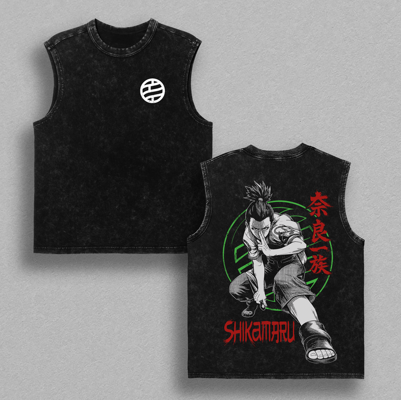 Shikamaru Nara - Naruto Anime Double Printed Vintage Washed Tee