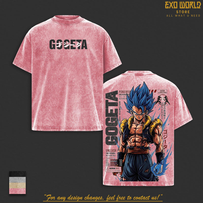 Vintage Gogeta Blue Super Saiyan Streetwear Washed Tee, Streetwear Casual Wear For Anime Fans, Gift for Fans Anime