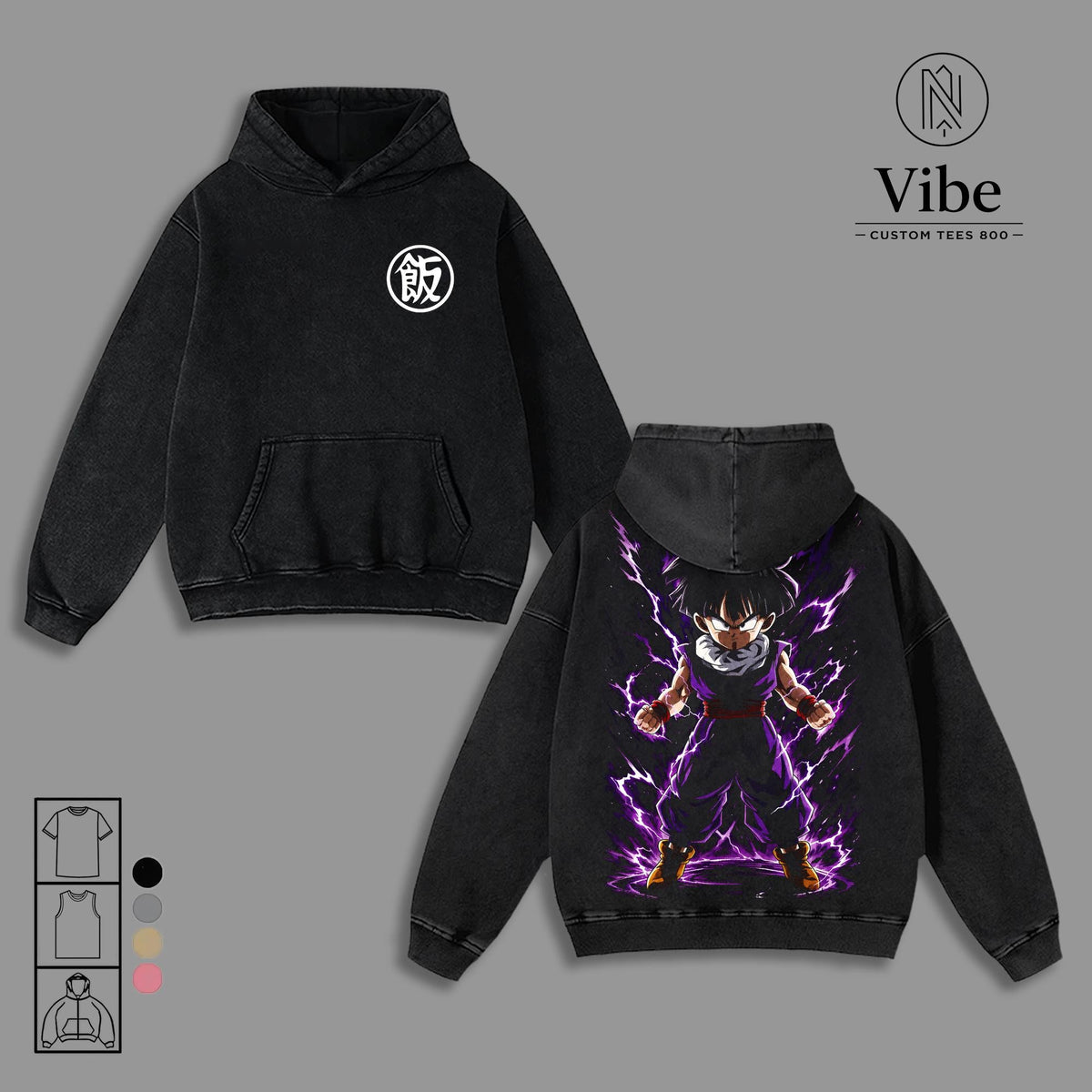 Kid Gohan Beast Aura Masenko Vintage Washed Anime T-Shirt, Tank Top, Sweatshirt, Hoodie Namek Saiyan Warrior Graphic Tee, DBZ Manga Oversized Heavyweight Cotton Streetwear Shirt