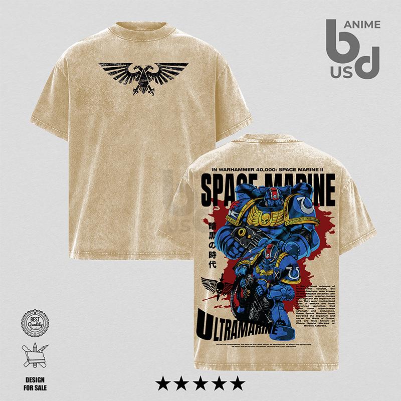 Warhammer 40K Miniature Wargame PS2 Oversize Unisex Washed Hoodie & T-Shirt, Double Printed Streetwear Game Merch Gift For Fan