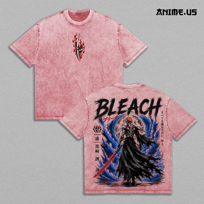 Ichigo Kurosaki Hollow Bleach T-Shirt | Bankai Soul Reaper Thousand-Year Blood War Anime | Vintage Washed Oversized Graphic Tee