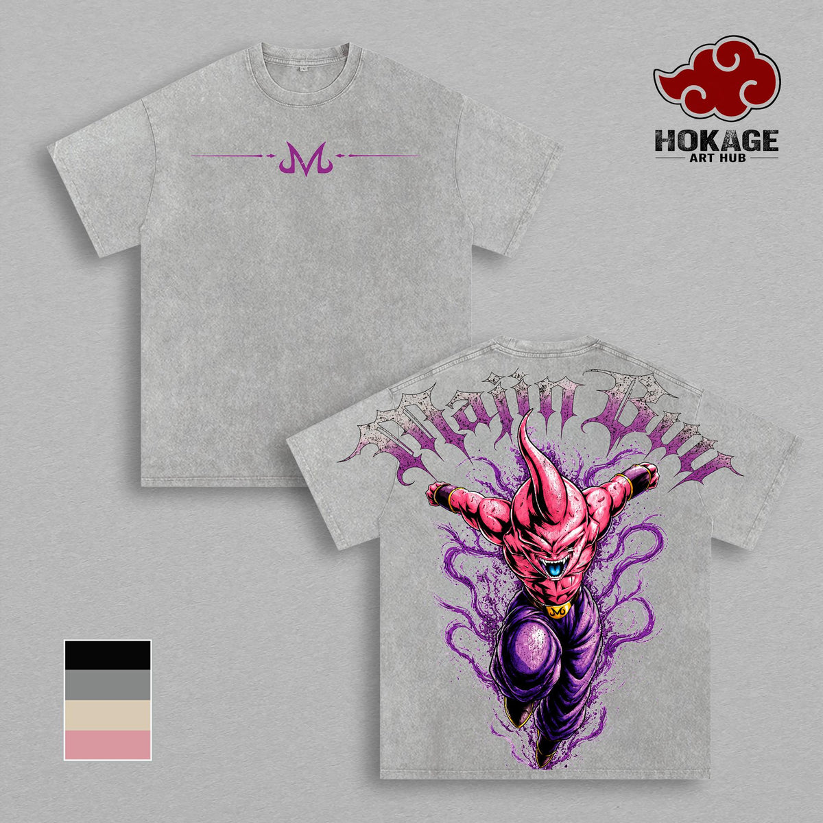 Majin Buu DBZ Kid Buu DBZ T-Shirt Vintage Washed T-Shirt | Majin Villain Anime Graphic Tee | Pure Evil Streetwear Oversized Shirt