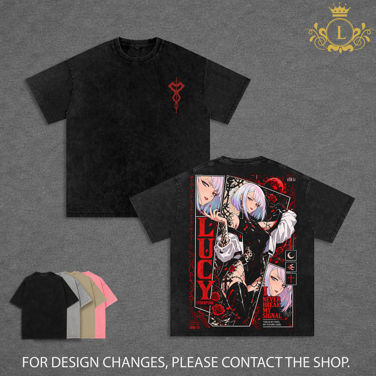 Limited Lucy Cyberpunk Edgerunners Anime Girl Vintage Washed Oversized Graphic Tee Heavyweight Cotton Streetwear Shirt