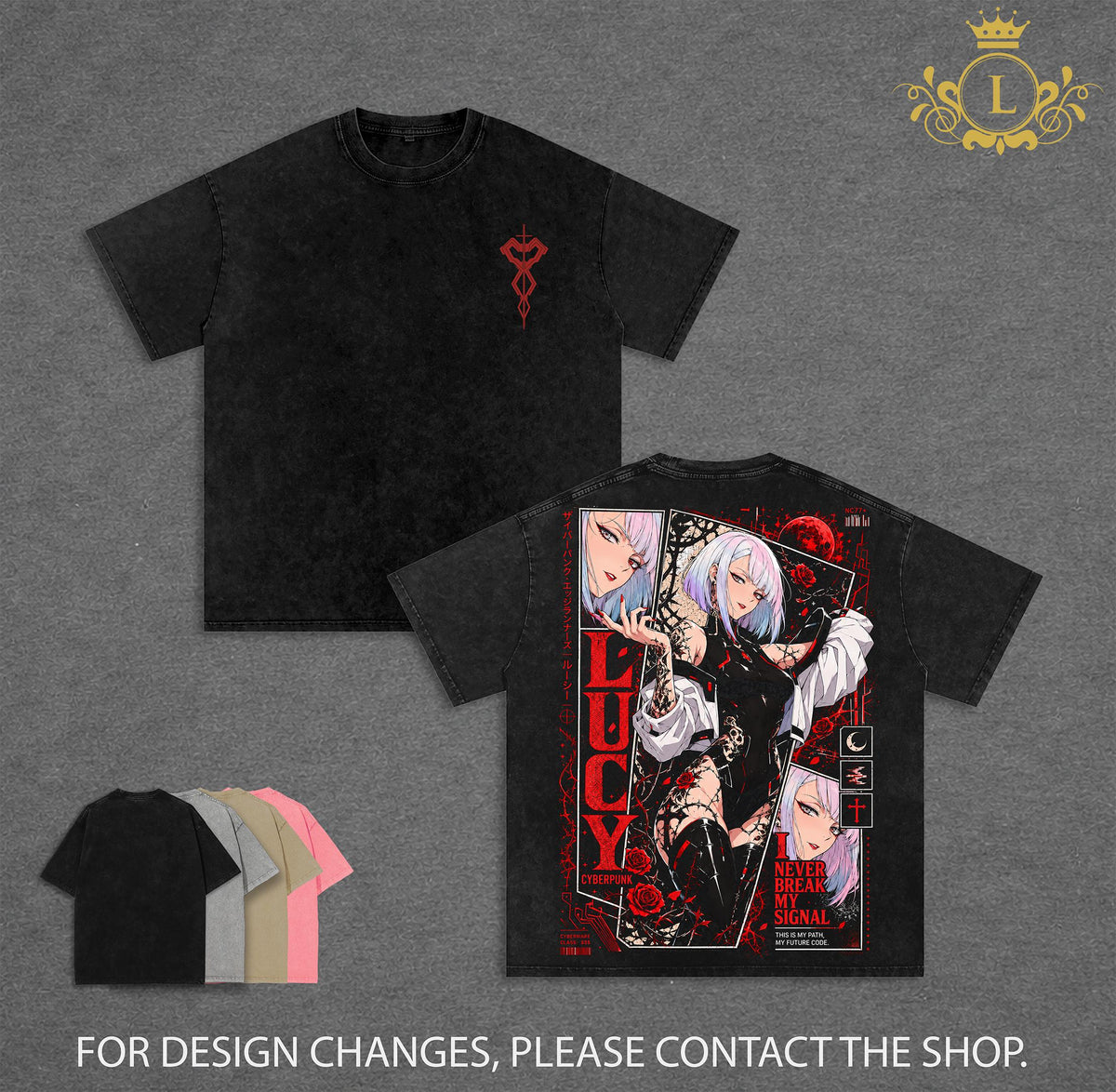 Limited Lucy Cyberpunk Edgerunners Anime Girl Vintage Washed Oversized Graphic Tee Heavyweight Cotton Streetwear Shirt