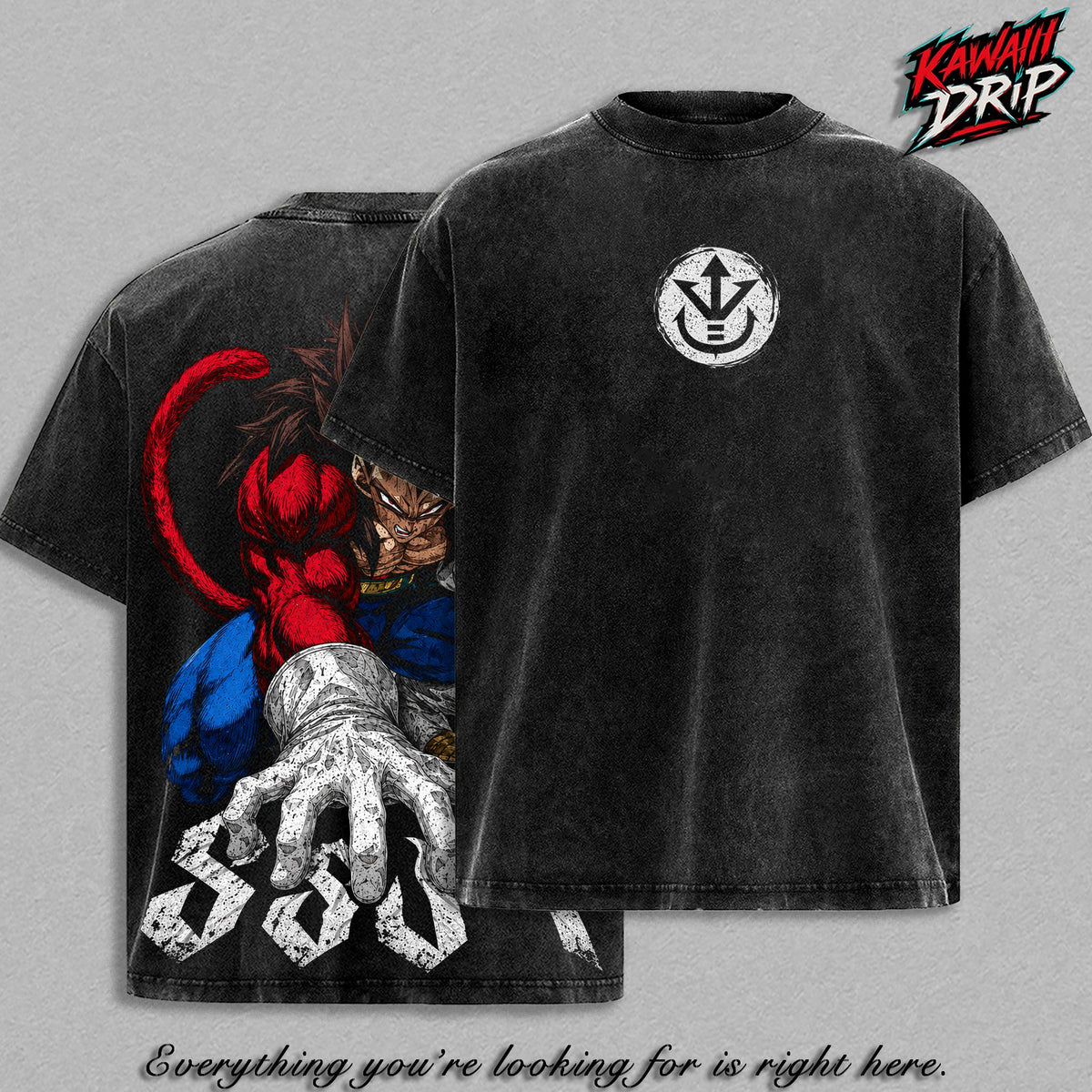 SSJ4 Vintage T-Shirt - DBZ GT Prince of All ''Saiyans'' Anime Double Printed Vintage Clothes Washed Tee Unisex Oversize Anime Manga Streetwear Top Washed Heavyweight Cotton DBZ T-Shirt