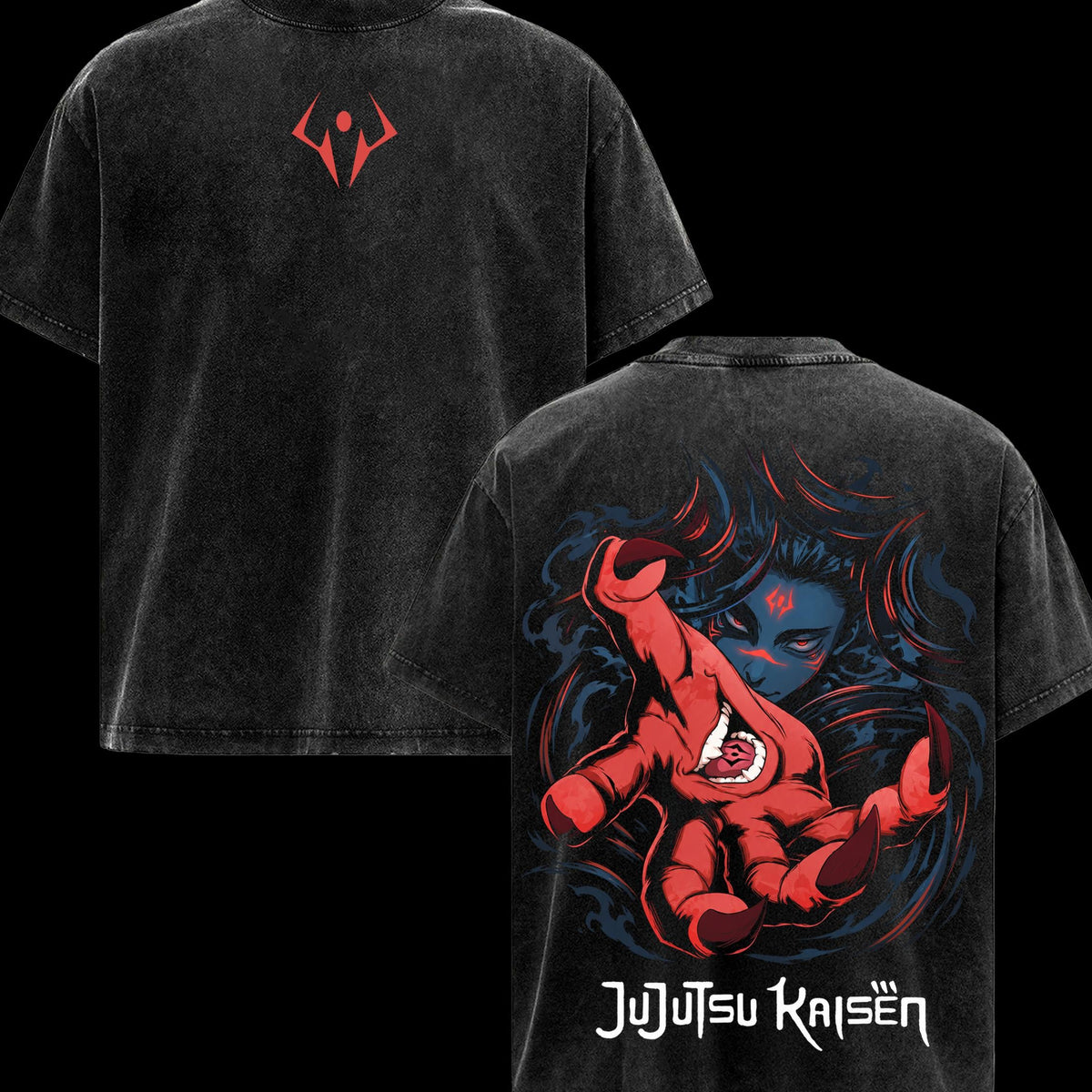 Sukuna Culling Game Part 2 Anime Graphic T-Shirt, Jujutsu Kaisen Season 4 Double Sided Tee, Vintage Washed Soft Cotton Menswear Top, Classic Casual Streetwear Clothes