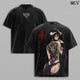 Albedo Overlord Vintage Washed Tee, Albedo Overlord Japanese Irezumi Gothic Blackwork Tattoo Art, Dark Fantasy Succubus Queen Anime Double Printed Washed Tee, Unisex Oversized Manga Heavyweight Cotton T-Shirt