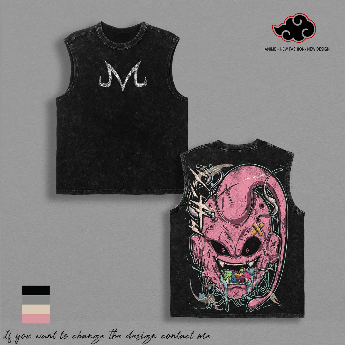 Majin Buu - DBZ Vintage Washed Tee DBZ Anime Shirt Graphic T Shirt Oversized Streetwear Manga Gift For DBZ Fans