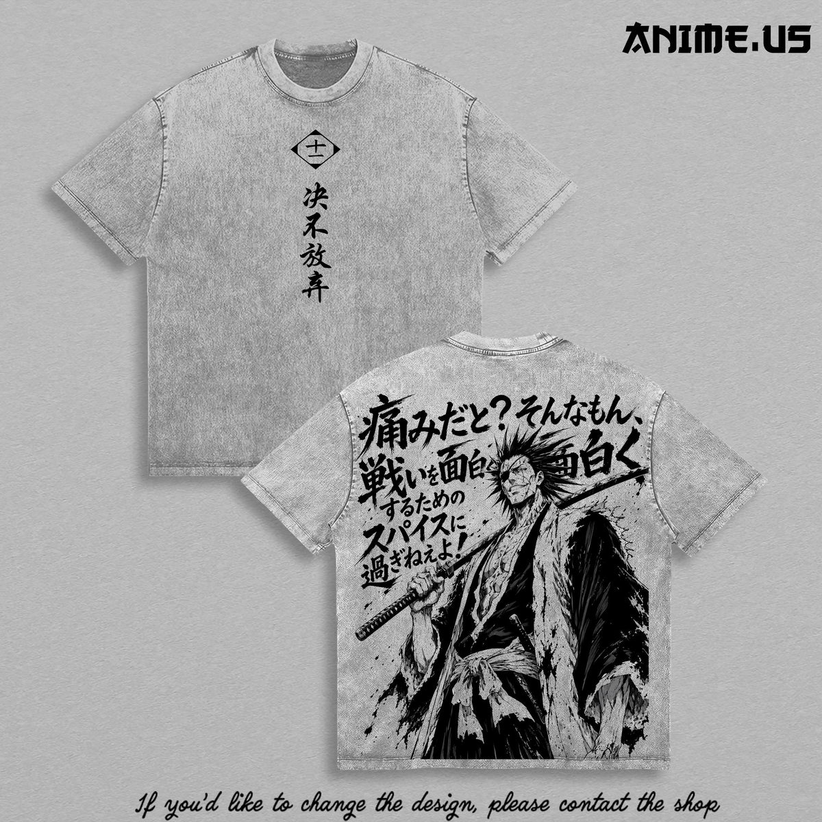 Kenpachi Zaraki Thousand-Year Blood War Bleach Captain Shirt Vintage Washed Anime Tee Soul Reaper Captain Graphic Shirt