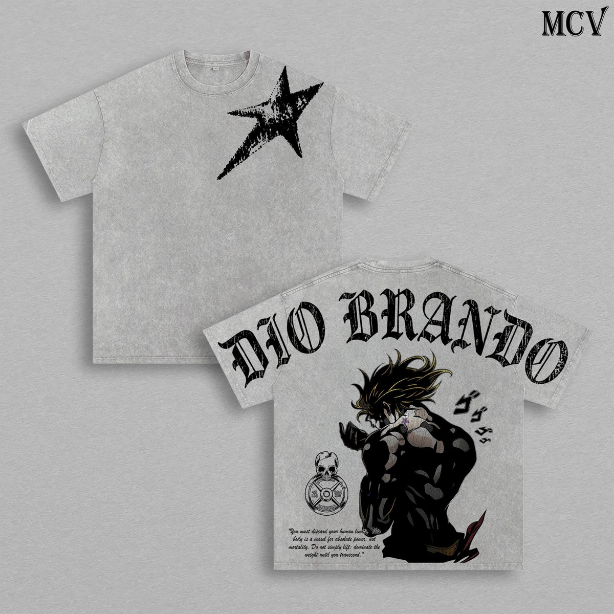 Dio Brando Tee Washed – JoJo’s Bizarre Adventure Steel Ball Run Scary Monsters Dinosaur Stand Anime Manga Graphic Double Printed T-Shirt, Menswear Heavy Cotton Unisex Oversize Gym Streetwear