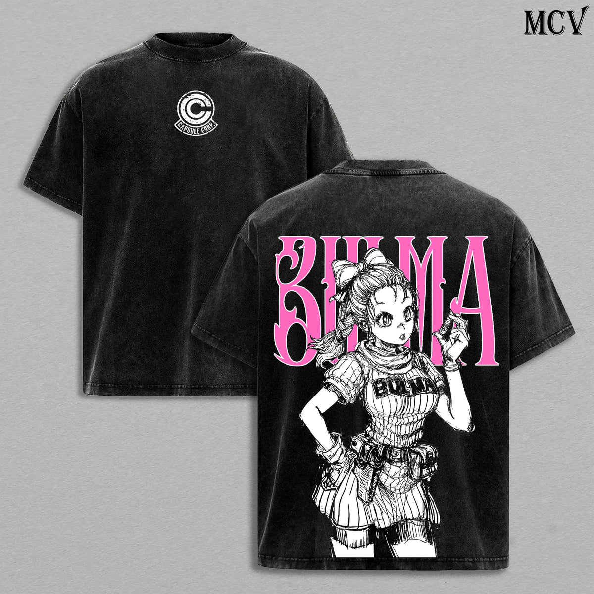 Bulma DBZ Tee Washed – Anime Manga Blue Hair Genius Graphic Double Printed T-Shirt, Menswear Heavy Cotton Unisex Oversize Streetwear Vintage