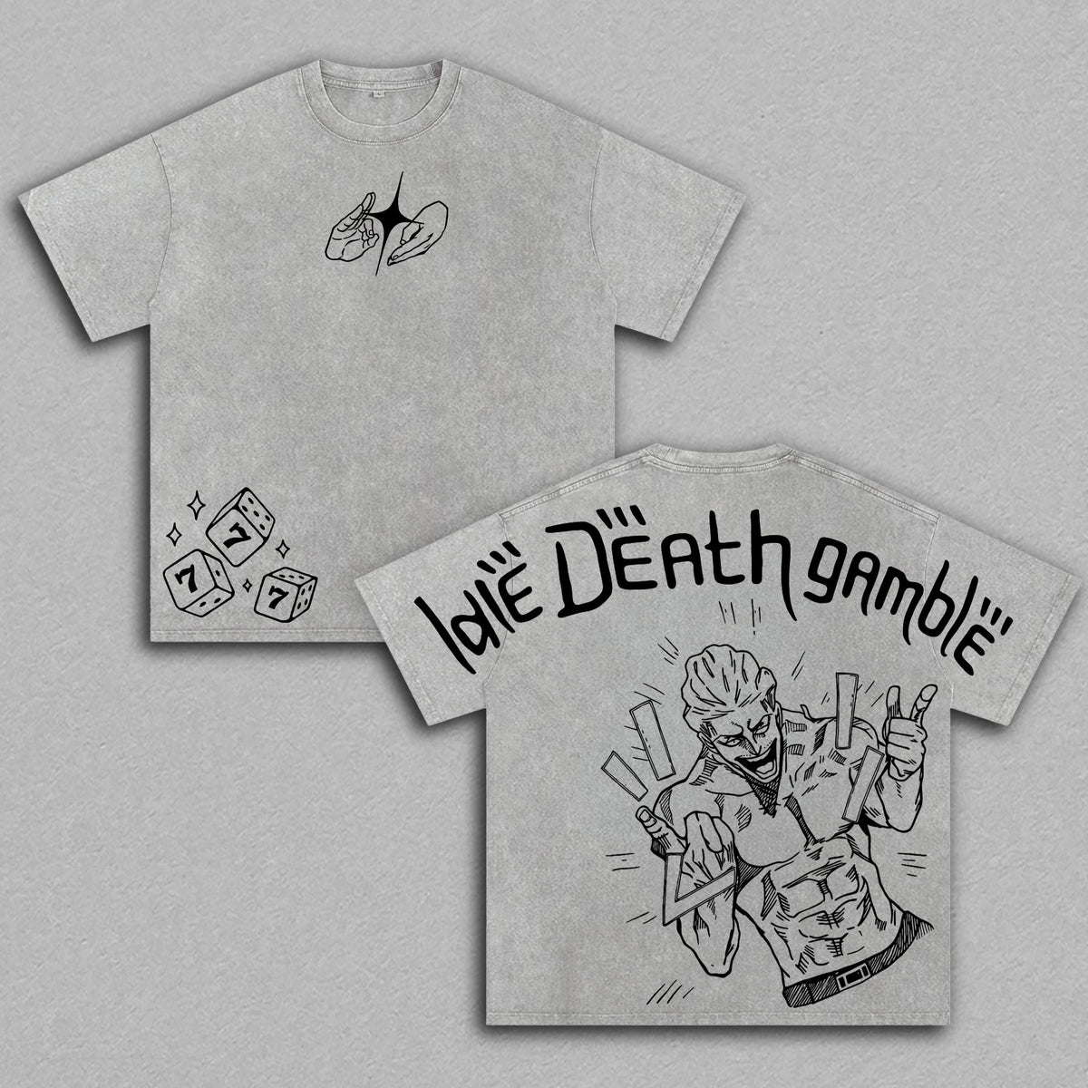 Kinji Hakari Idle Death Gamble Domain Expansion Jujutsu Kaisen Anime Graphic T-Shirt, Hakari Jackpot Fight Scene Manga Streetwear Tee, Vintage Washed Oversized Heavy Cotton Shirt, Japanese Anime Graphic Top, Gift For JJK Fans