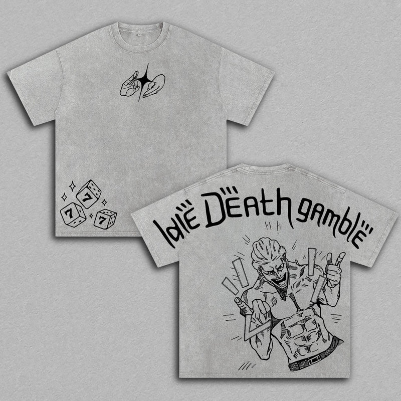 Kinji Hakari Idle Death Gamble Domain Expansion Jujutsu Kaisen Anime Graphic T-Shirt, Hakari Jackpot Fight Scene Manga Streetwear Tee, Vintage Washed Oversized Heavy Cotton Shirt, Japanese Anime Graphic Top, Gift For JJK Fans