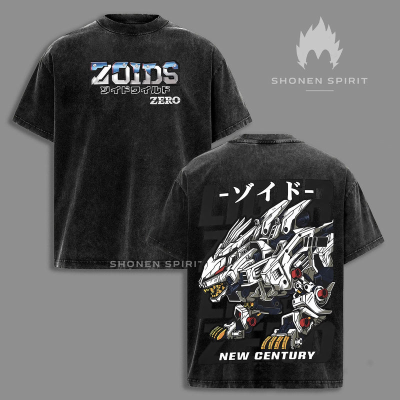 Liger Zero Zoids New Century Zero T-Shirt, Oversized Washed Vintage Anime Tee, Mecha Robot Graphic Shirt, Retro 90s Japanese Anime Streetwear