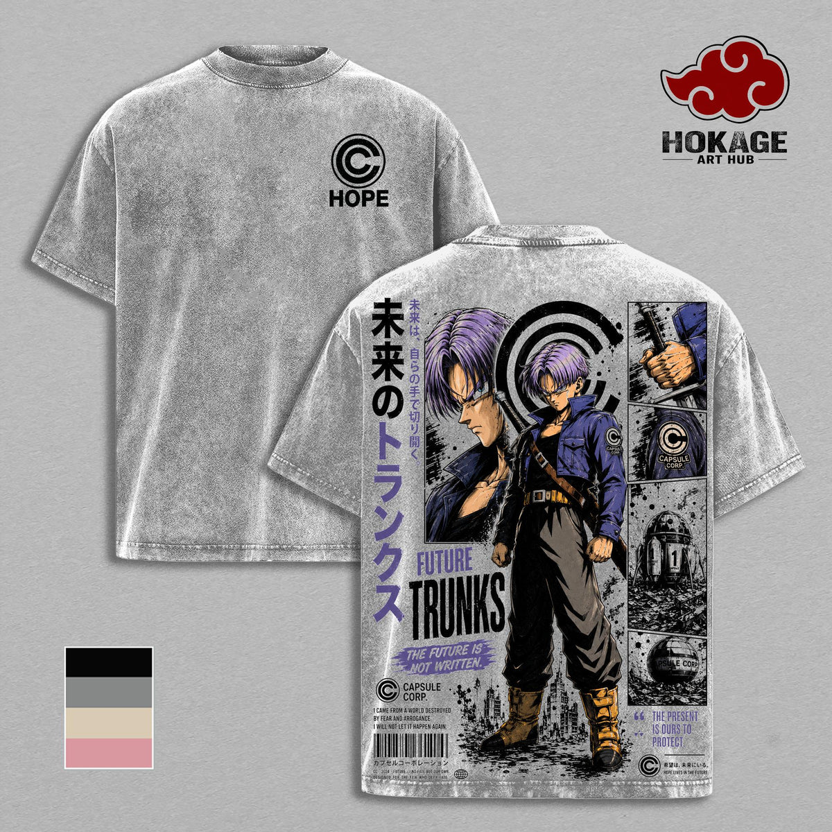 Trunks DBZ T-Shirt, Future Trunks Capsule Corp Graphic Tee, Back Print Vintage 90s Anime Shirt, Graphic Tees Men, Trendy Tshirts, Men's T Shirts, DBZ Streetwear, Unisex Cotton Distressed Tee, Merch For Men, Men Fashion Graphic Tee