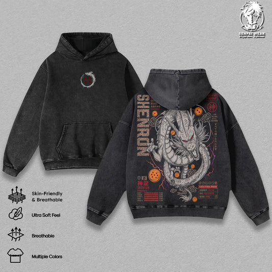 Shen Long Graphic Tee DBZ Vintage Washed Shirt Unisex Streetwear Anime Merch Eternal Dragon Shen Long Tee Anime T-Shirt Gift for Anime Lovers DBZ Fans Apparel Clothes