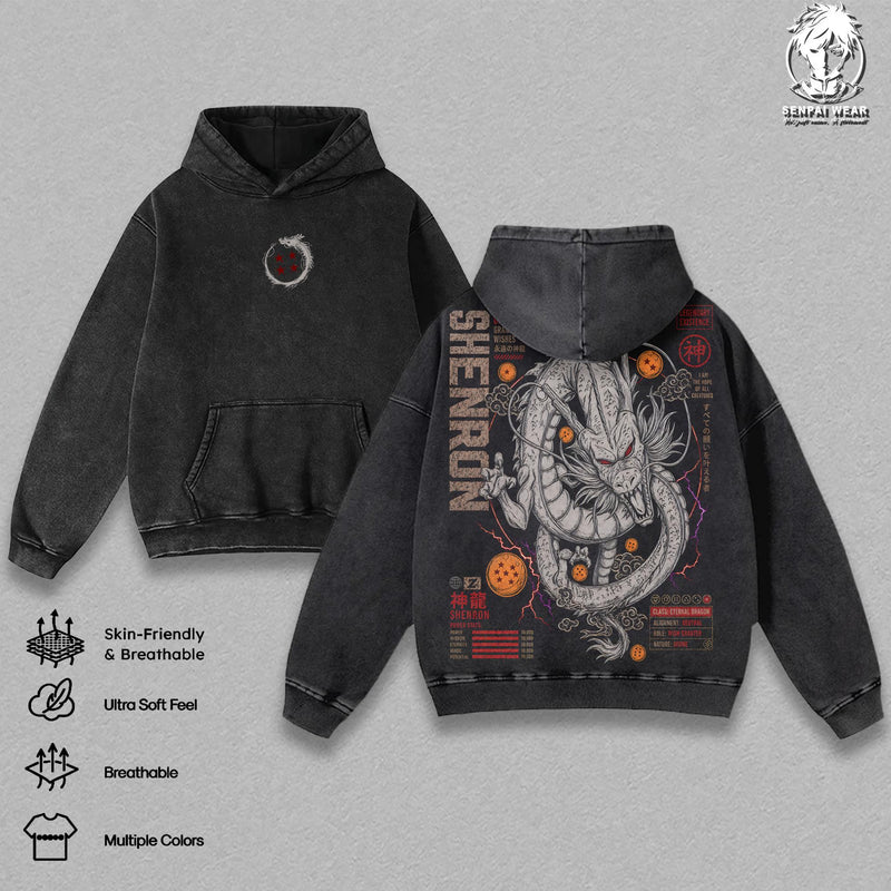 Shen Long Graphic Tee DBZ Vintage Washed Shirt Unisex Streetwear Anime Merch Eternal Dragon Shen Long Tee Anime T-Shirt Gift for Anime Lovers DBZ Fans Apparel Clothes