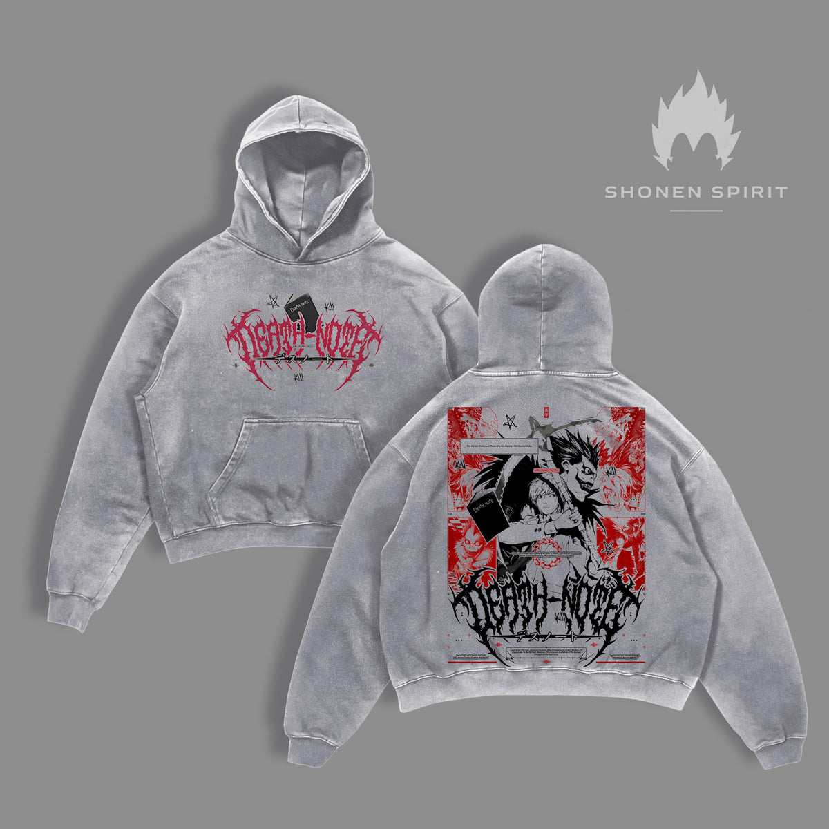 Light Yagami X Ryuk Washed Hoodie, Death Note Anime Merch, Shinigami And Kira Apparel, Vintage Washed Oversized Sweater, Apple Lover Graphic Jumper, God Of The New World Fashion.