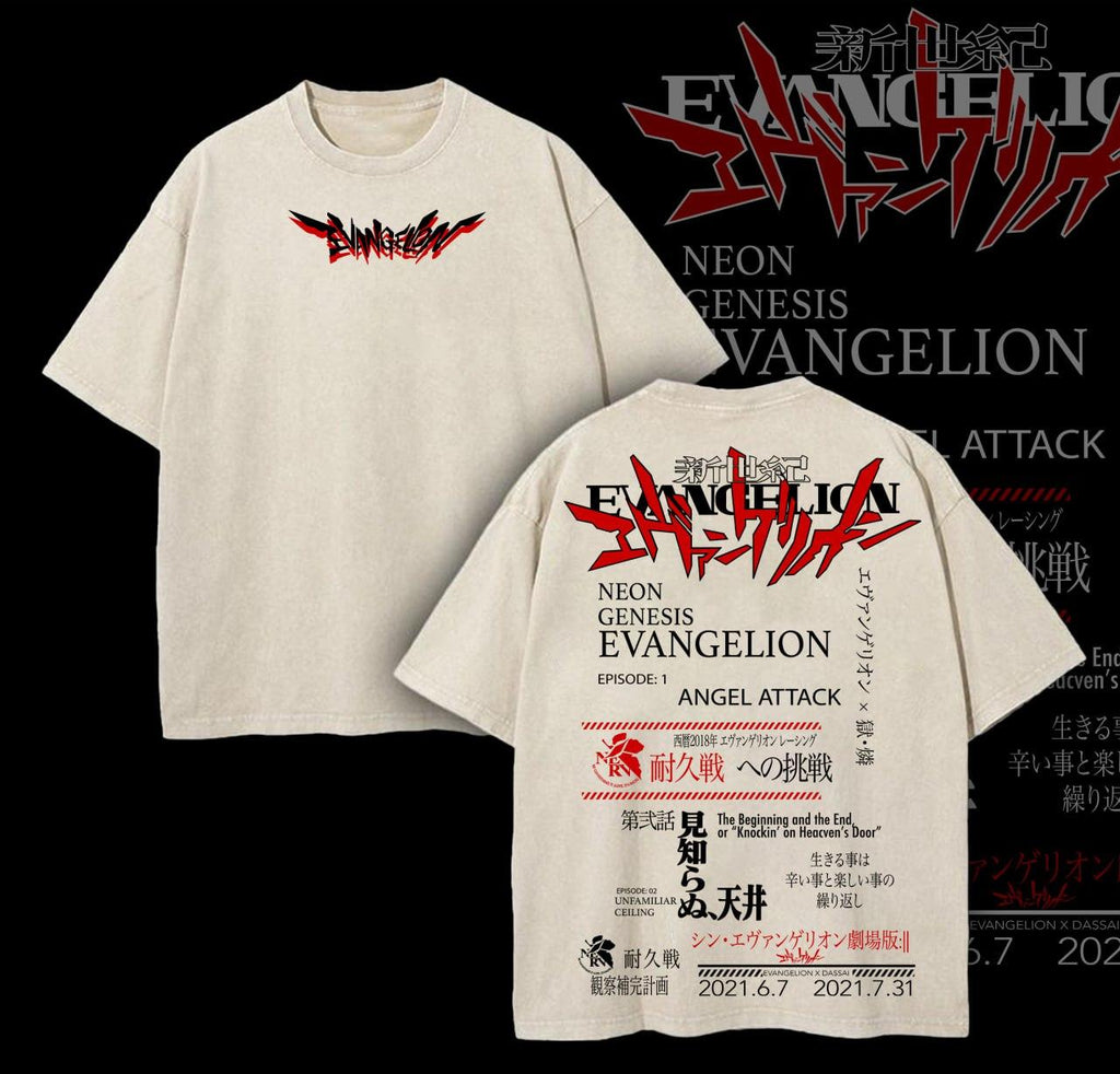 Neon Genesis Evangelion - Shin Seiki Evangelion Anime Manga Washed Heavy Cotton T-shirt