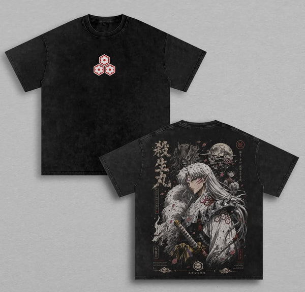 Sesshomaru Inuyasha Anime T Shirt Vintage Washed Oversized