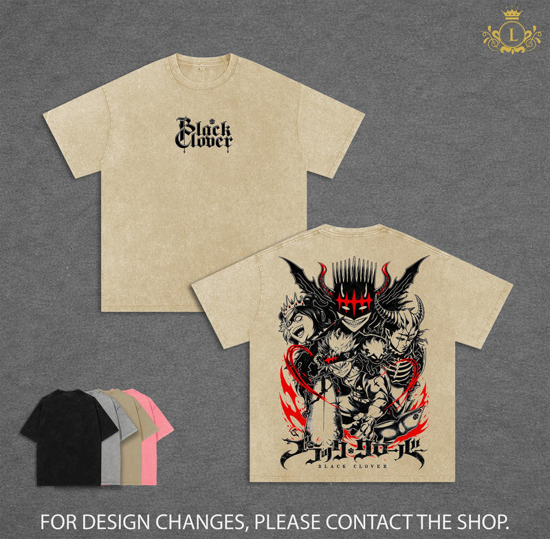 Asta Black Clover Ss 2 Tee – Asta Vintage Washed Tee| Anti-Magic Devil Power | Black Bulls | Black Clover Season 2 2026 Anime Manga Graphic | Premium Heavyweight 350gsm Cotton Oversized Unisex Streetwear