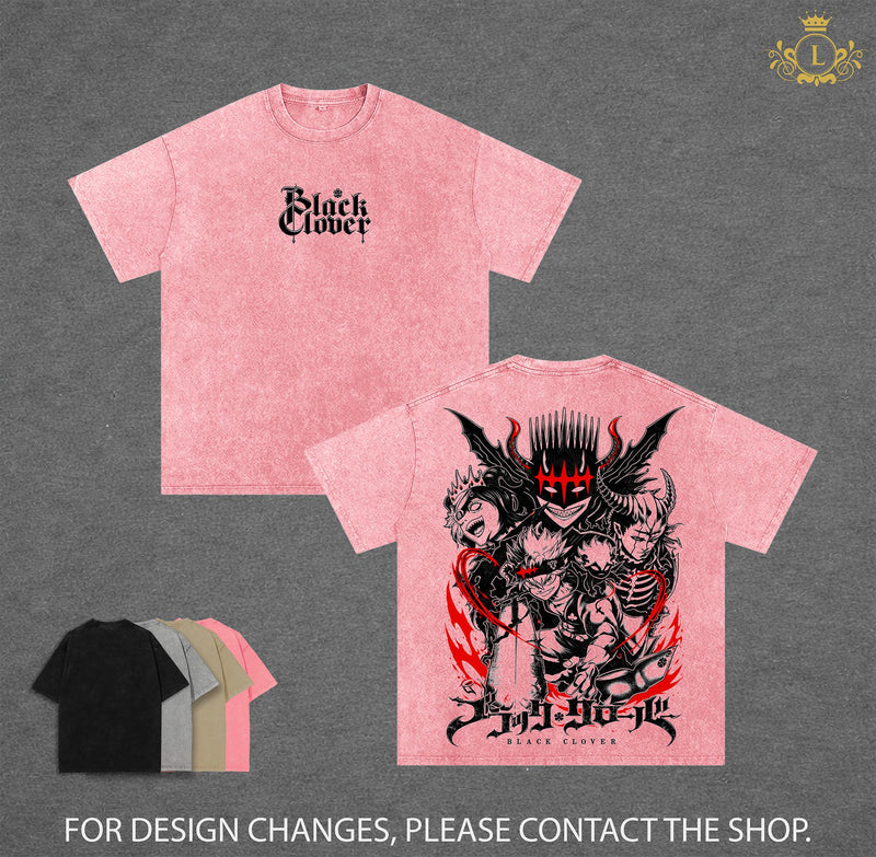 Asta Black Clover Ss 2 Tee – Asta Vintage Washed Tee| Anti-Magic Devil Power | Black Bulls | Black Clover Season 2 2026 Anime Manga Graphic | Premium Heavyweight 350gsm Cotton Oversized Unisex Streetwear