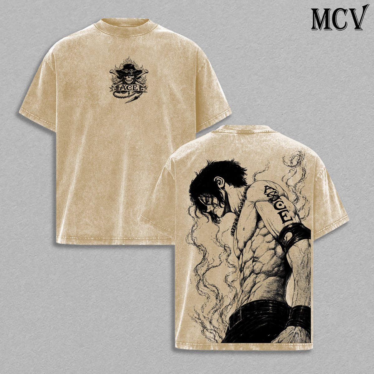 Ace Fire Fist T-Shirt, Anime Flame Warrior Tee, Pirate Brother Graphic Shirt, Vintage Washed Cotton Unisex Streetwear