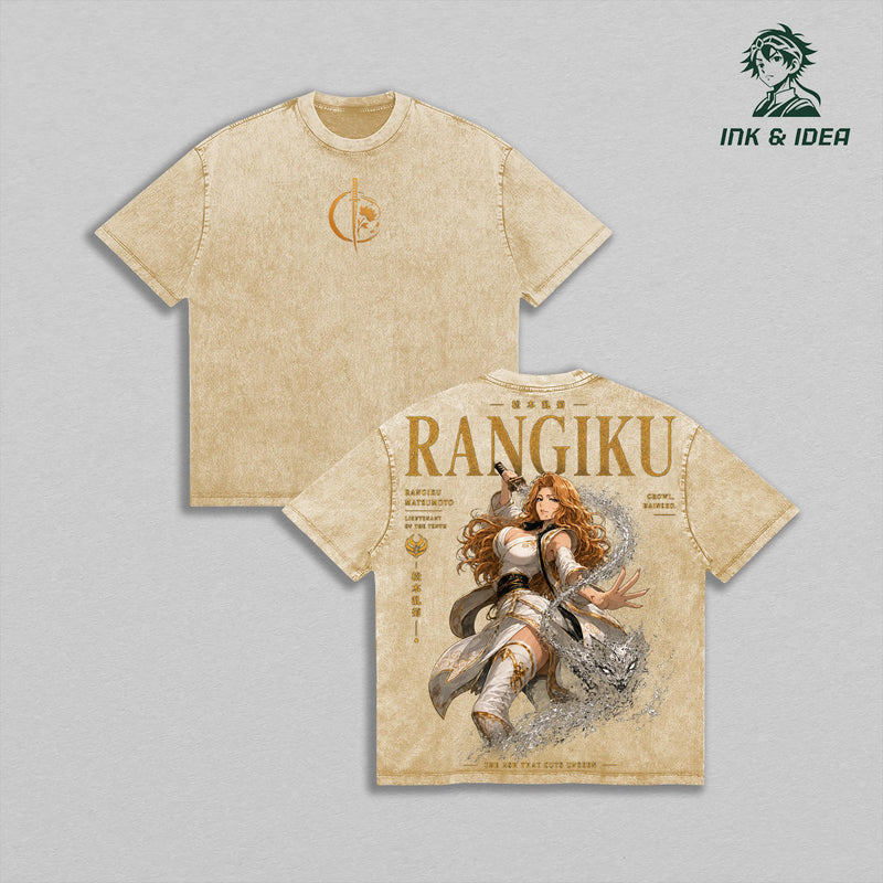 Rangiku Matsumoto Bleach Vintage Washed Heavyweight Cotton T-Shirt, Haineko Zanpakuto Soul Reaper Anime Graphic Tee, Double Sided Oversized Streetwear Shirt, Tenth Division Lieutenant Manga Unisex Apparel, Retro Anime Fan Gift