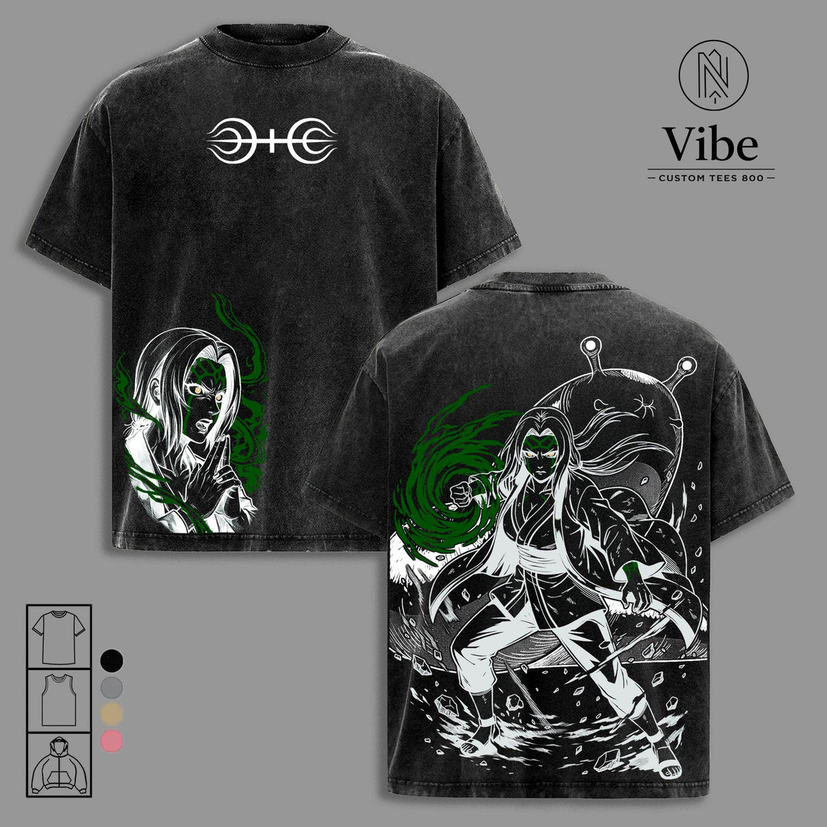 Tsunade Senju Naruto Vintage Washed Oversized T-Shirt, Tank Top, Tsunade Graphic Tee, Anime Streetwear Heavyweight Cotton Unisex Shirt, Gift for Anime Fans