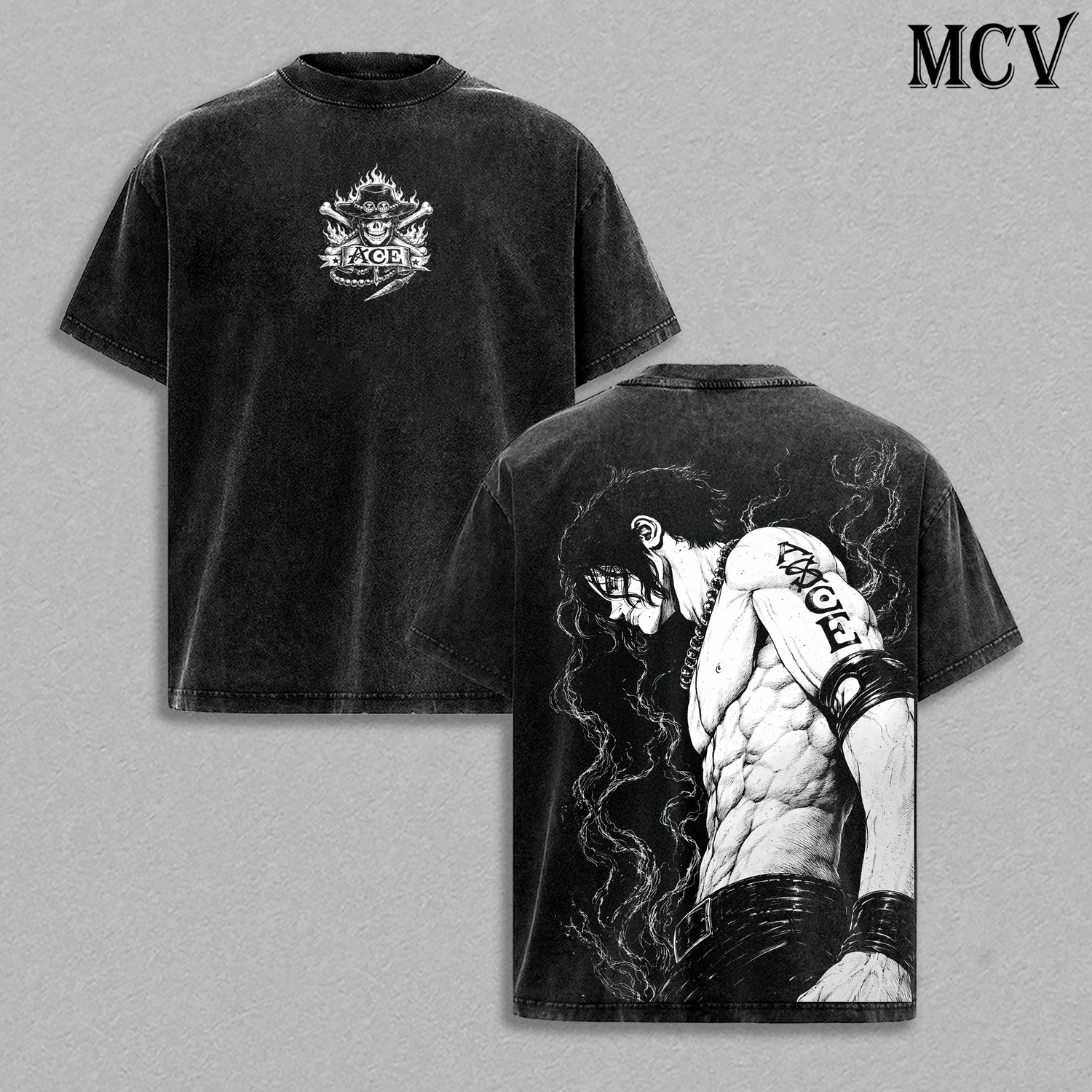 Ace Fire Fist T-Shirt, Anime Flame Warrior Tee, Pirate Brother Graphic Shirt, Vintage Washed Cotton Unisex Streetwear